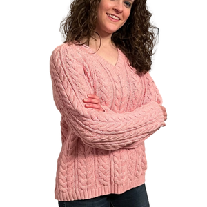 IZOD Barbie Pink Chunky Cable Knit Sweater